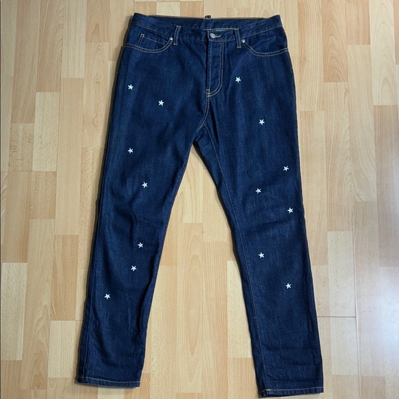 The Editor Star Embroidered Dark Wash Jean size 30 Cotton Lightweight Denim - Picture 1 of 10